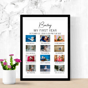Custom Babys First Year Poster Modern 1. Geburtsta
