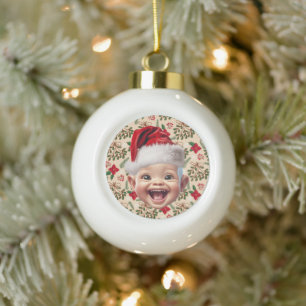 Custom Baby's Weihnachtsmannmütze Erstes Weihnacht Keramik Kugel-Ornament