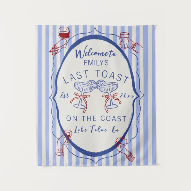 Custom Bachelorette | Last Toast on the Coast Wandteppich (Vorderseite)