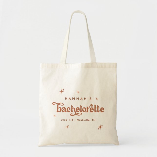 Custom Bachelorette Leinwand Tote Bag Retro 70 Tragetasche (Vorne)
