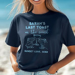 Custom Bachelorette Letzten Toast auf der Küste Pa T-Shirt<br><div class="desc">Mit unserem maßgeschneiderten T - Shirt 'Last Toast on Coast' erhalten Sie Strandvibes! Dieses personalisierte Design ist perfekt für Junggeselinnen-Abschiede an der Küste geeignet und macht das Jubiläum zu einem stilvollen und unterhaltsamen Vergnügen. #BachelorettePartyVibes</div>