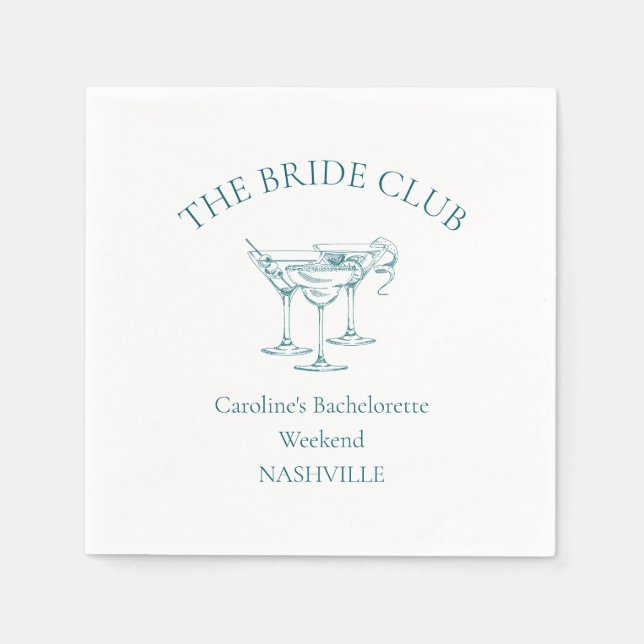 Custom Bachelorette Party Cocktail Social Club Serviette (Vorderseite)