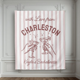 Custom Bachelorette Pastel Stripes Martini Cheers Wandteppich