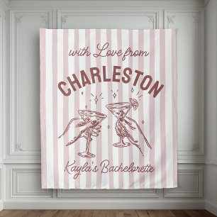 Custom Bachelorette Pastel Stripes Martini Cheers Wandteppich