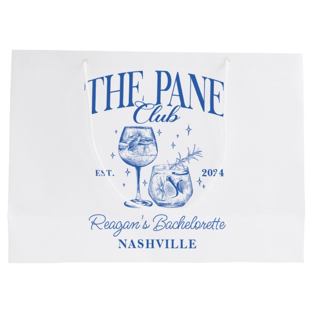 Custom Bacheloretto Retro Cocktail Blau Große Geschenktüte (Rückseite)