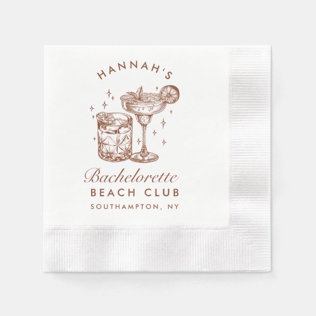 Custom Bacheloretto Retro Cocktail Brown Serviette (Vorderseite)