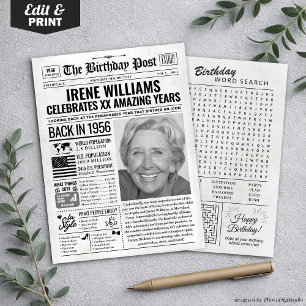 Custom Back in 1956 Newspaper Birthday Card, Trend Feiertagskarte