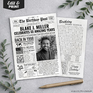 Custom Back in 1998 Newspaper Birthday Card, Trend Feiertagskarte