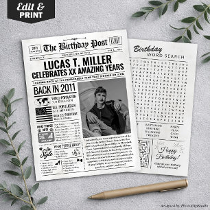 Custom Back in 2011 Newspaper Birthday Card, Trend Feiertagskarte