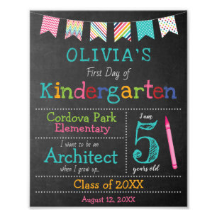 Custom Back to School Sign - Kindergarten Fotodruck