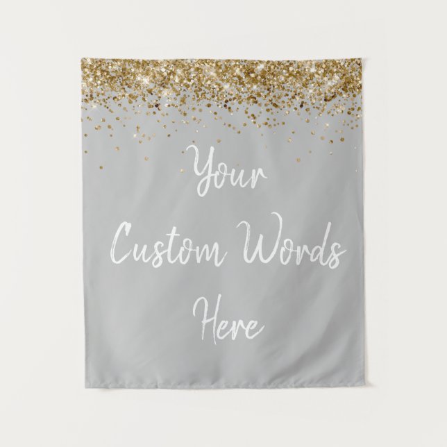 Custom Background Birthday Party Foto Stand Silver Wandteppich (Vorderseite)