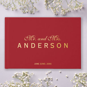 Custom Background Mr & Mrs. Script Elegant Wedding Gästebuch