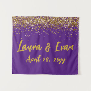 Custom Background Wedding Foto Stand Lila & Gold Wandteppich