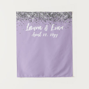 Custom Background Wedding Foto Stand Lila Silver Wandteppich
