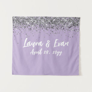 Custom Background Wedding Foto Stand Lila Silver Wandteppich