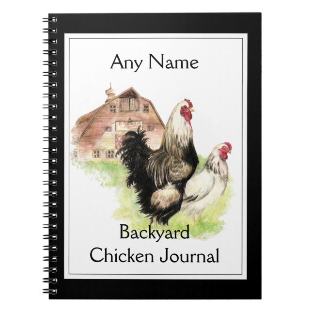 Custom Backyard Chicken Journal Watercolor Notizblock (Vorderseite)