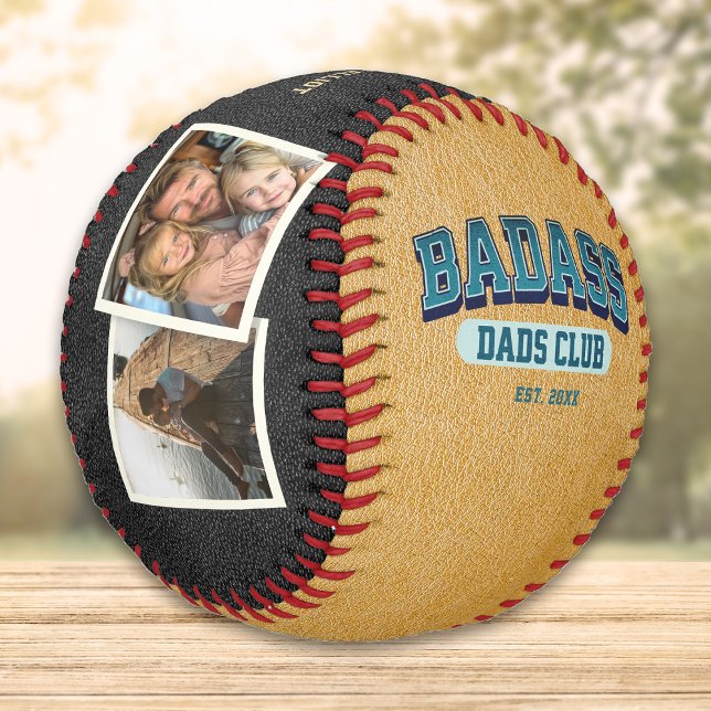Custom Badass Vater Club Retro Coole Fotomaterial Baseball (Von Creator hochgeladen)
