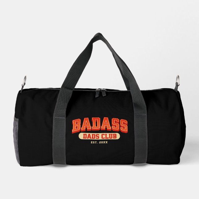 Custom Badass Vater Club Retro Cooler Trendy Fun Duffle Bag (Rückseite)