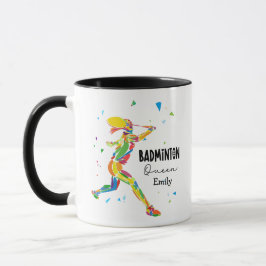 Custom Badminton Queen Colorful Abstract Athlete Tasse