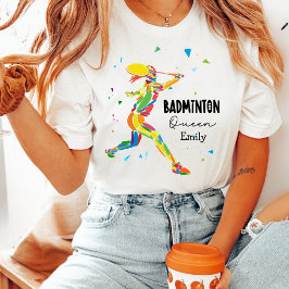 Custom Badminton Queen Colorful Abstract Athlete Tri-Blend Shirt