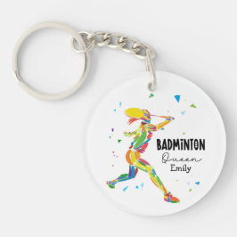 Custom Badminton Queen Colorful Abstract Player Schlüsselanhänger