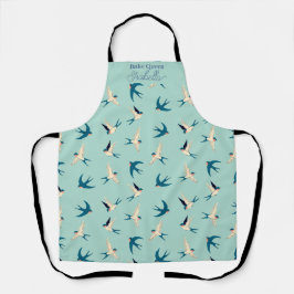 Custom Bake Queen Name Swallow Bird Muster Schürze