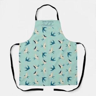 Custom Bake Queen Name Swallow Bird Muster Schürze