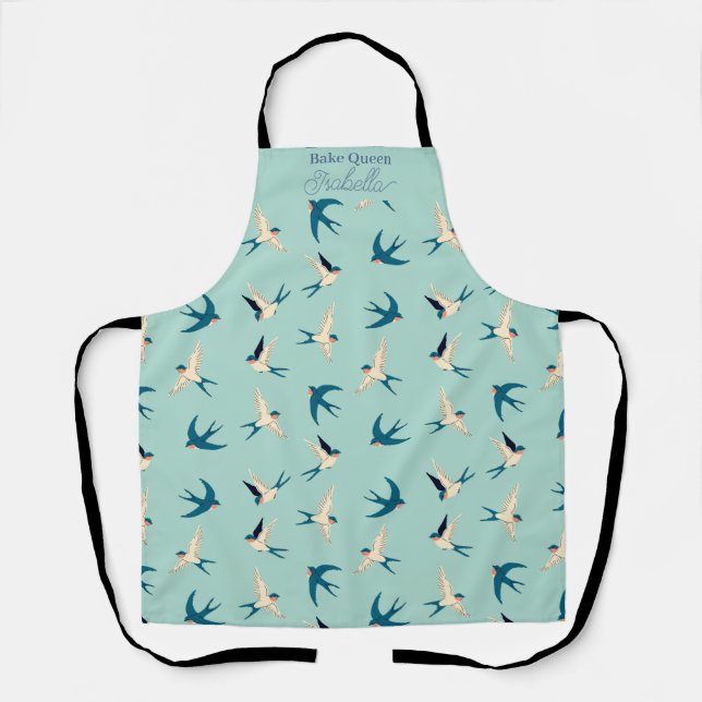 Custom Bake Queen Name Swallow Bird Muster Schürze (Vorderseite)