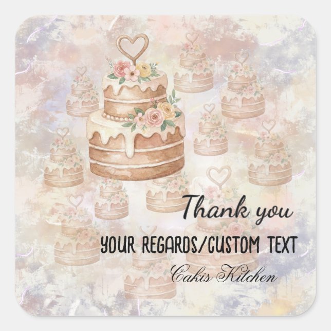 Custom "Baked with Love" Pink nature Cake Sticker  (Vorderseite)