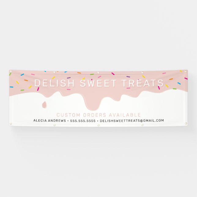 CUSTOM Baker Zuckerguss farbenfrohe Sprinklen rot Banner (Horizontal)
