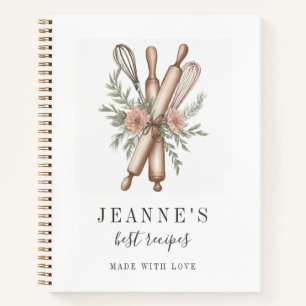 Custom Bakers Rolling Button Whisk Recipe Vorlagen Notizbuch