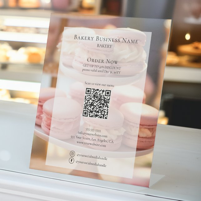 Custom Bakery Foto Social Media QR Menü Sockelschild (Create your own Bakery Sign)