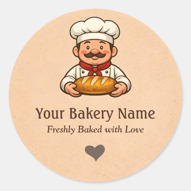 Custom Bakery logo Sticker - Chef Bread Logo (Vorderseite)