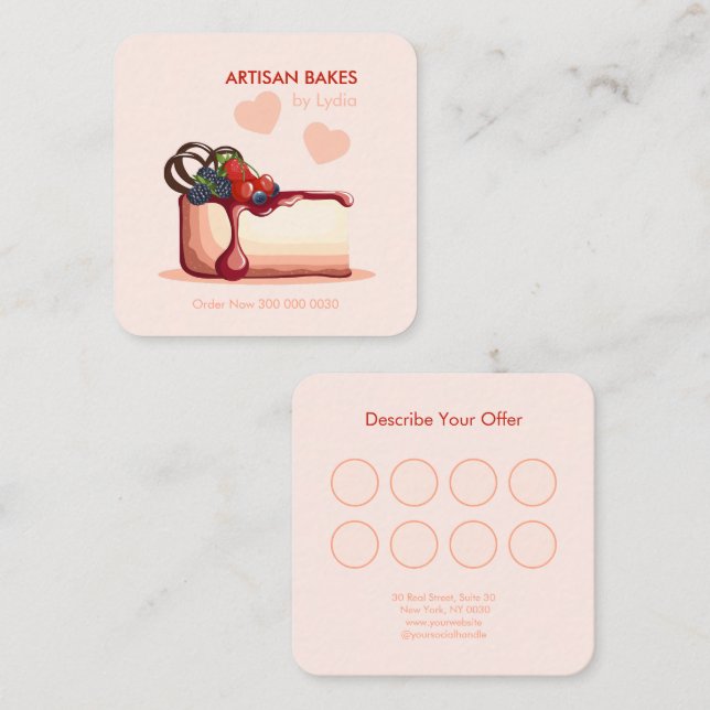Custom Bakery Loyalty Card Quadratische Visitenkarte (Vorne/Hinten)