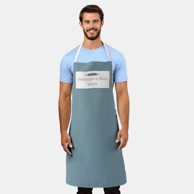 Custom Bakery Name Stone Blue Koch oder Mitarbeite Schürze (Getragen)