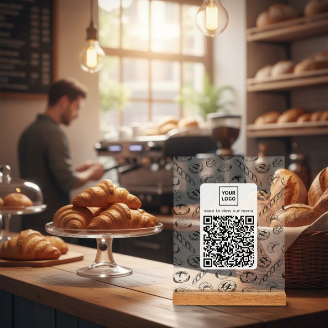 Custom Bakery Pattern QR Code Table Sign Acrylschild (Von Creator hochgeladen)
