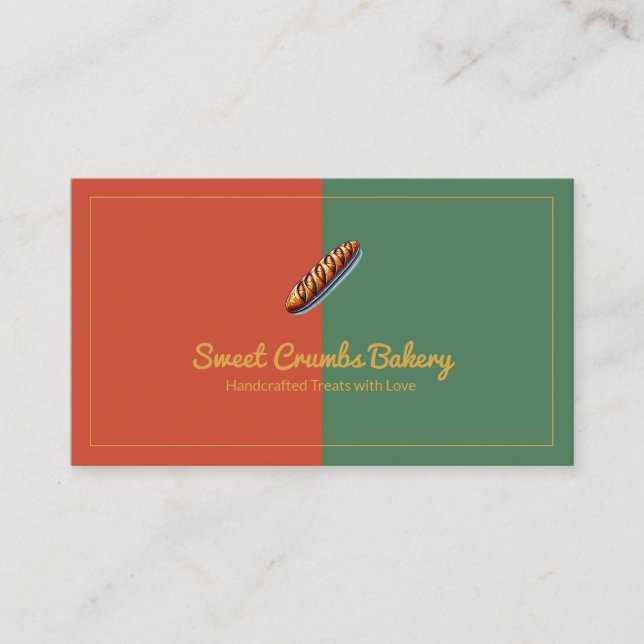 Custom Bakery Terracotta, Green, Mustard Yellow Visitenkarte (Vorderseite)