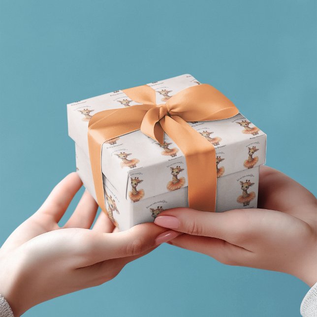 Custom Ballerina Giraffe Tutu Baby Girl Shower Geschenkpapier (Von Creator hochgeladen)