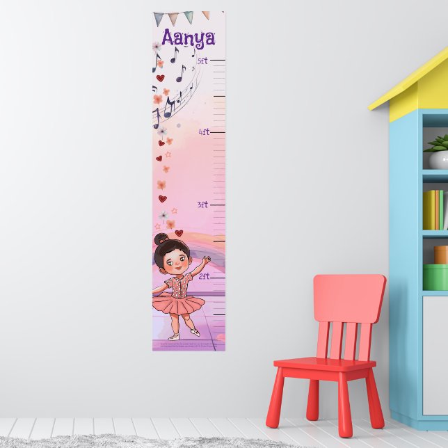 Custom Ballerina Growth Chart for Girls Poster (Kinderzimmer 1)