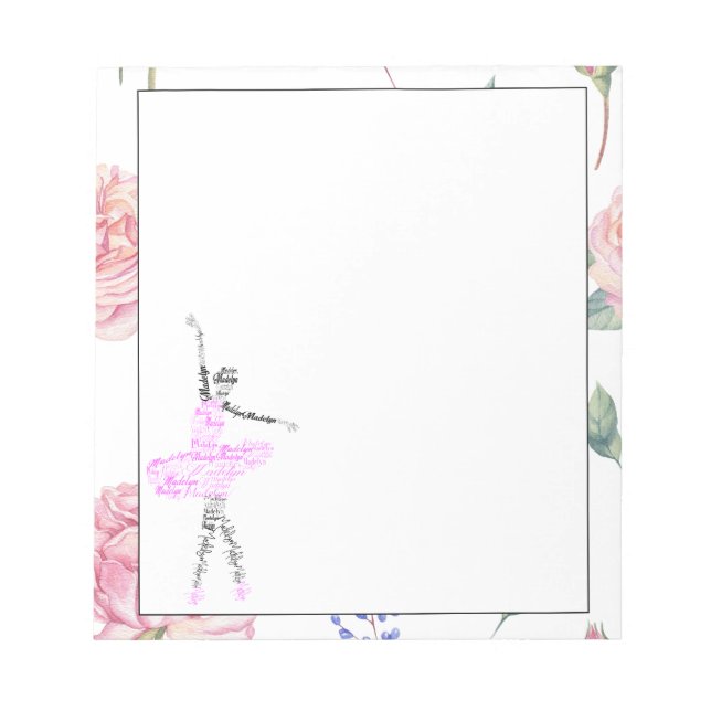 Custom Ballerina Madelyn | Rose Wasserfarben Notizblock (Vorderseite)