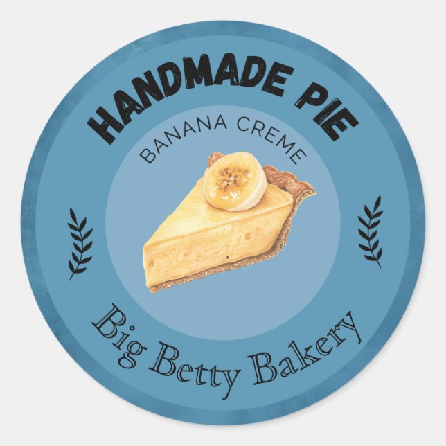 Custom Banana Cream Pie Labels | Personalisierte B Runder Aufkleber (Vorderseite)