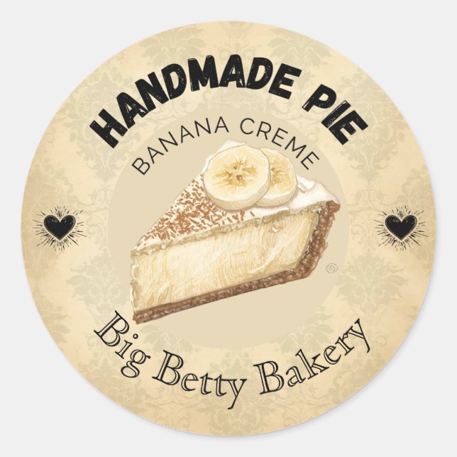 Custom Banana Cream Pie Labels | Personalisierte B Runder Aufkleber (Vorderseite)