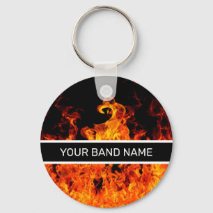 Custom Band Merch Rock and Roll Flames Musician Schlüsselanhänger