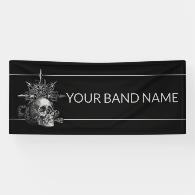 Custom Band Merch Rock Show Skull Metal Music Gig Banner (Horizontal)