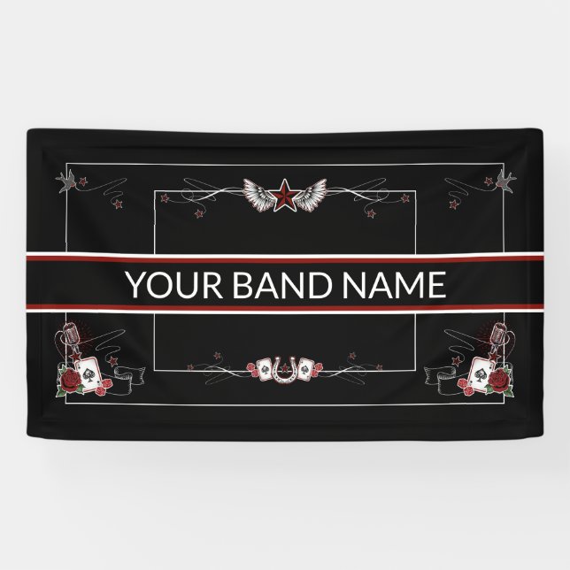 Custom Band Merch Rockabilly Music Tattoo Banner (Horizontal)