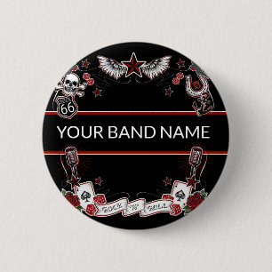 Custom Band Merch Rockabilly Rock & Roll Button