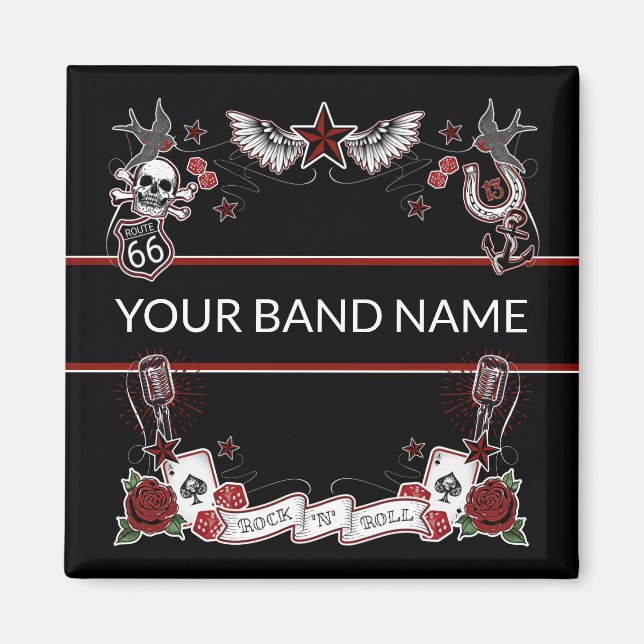 Custom Band Merch Rockabilly Rock & Roll Music Magnet (Vorne)