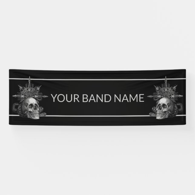 Custom Band Merch Skull Rock Metal Music Konzert Banner (Horizontal)