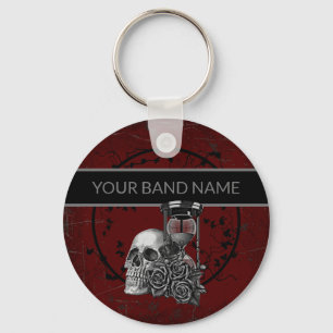Custom Band Merch Skull Rose Rock Gothic Music Schlüsselanhänger