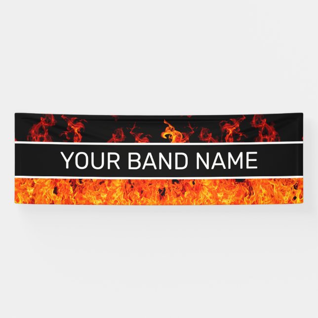 Custom Band Merge Flames Rock & Roll Gig Show Banner (Horizontal)